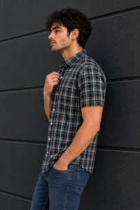 Men Black Checkered Half Sleeve Casual Shirt SGV-528-5