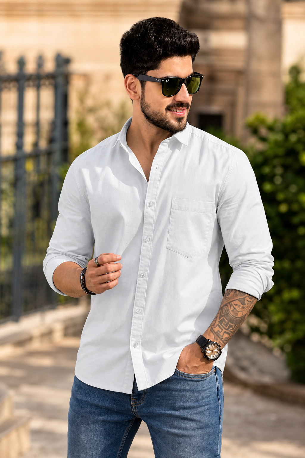 Men Premium White Solid Casual Shirt for Everyday Wear OXF