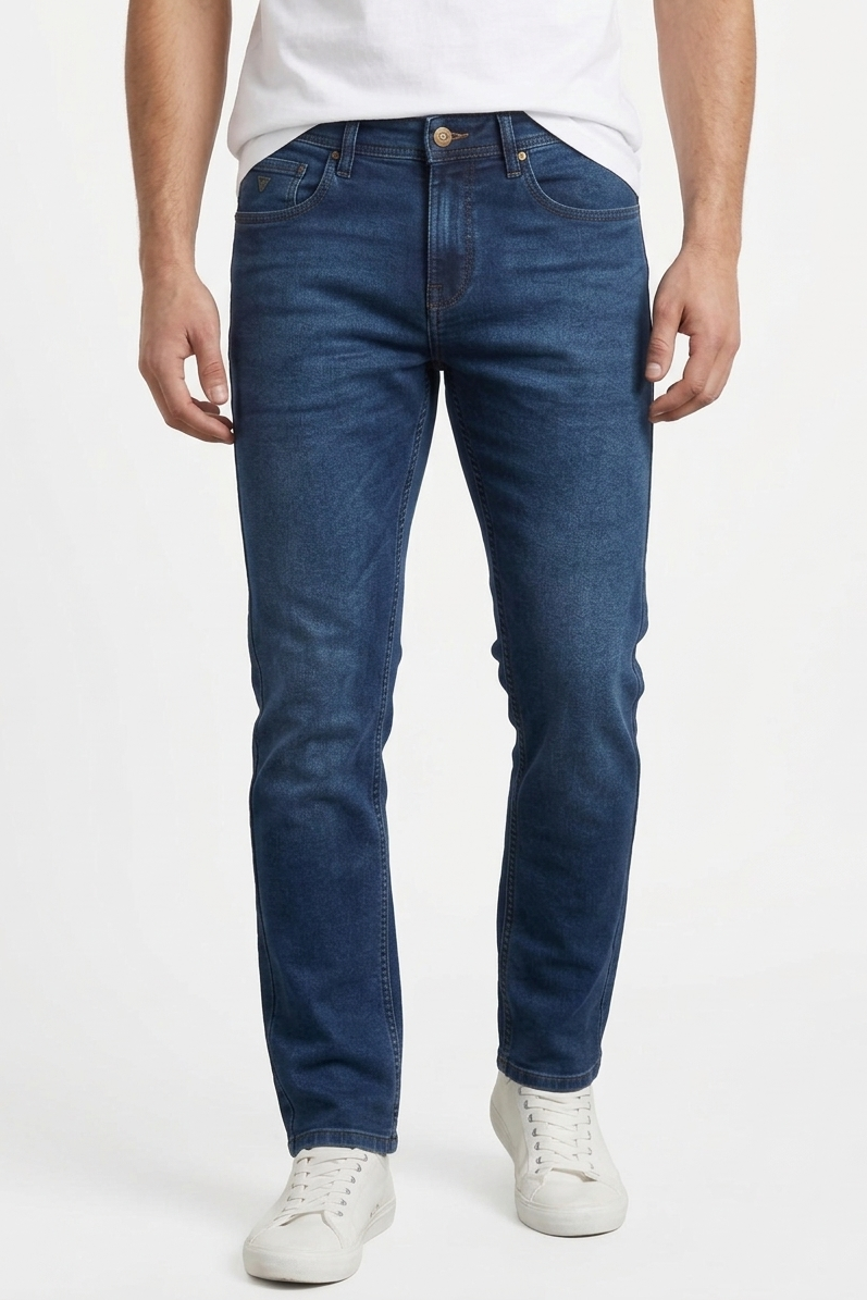 Men Stylish Fit Jeans – Dark Blue Casual Denim Pants 261053235