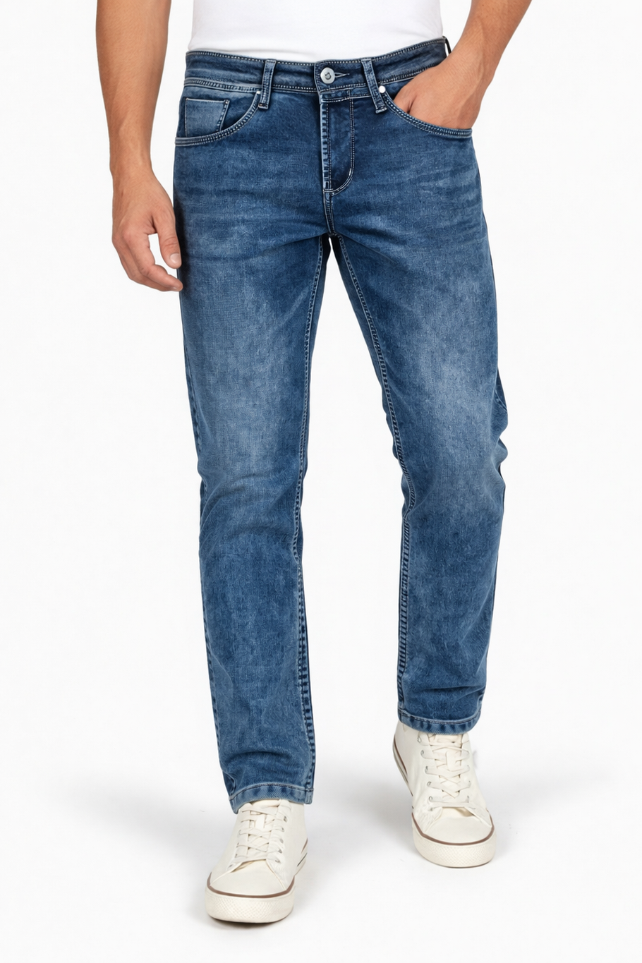 Classic Light Blue Wash Slim Fit Jeans – Comfortable Men Denim Pants 261053245