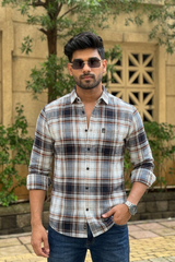 Brown Checks Cotton Shirt for Men - Stylish Multi-Color FABCK