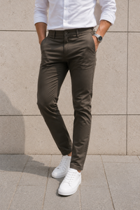 Men Plain Green Chinos | Slim & Regular Fit Pants 5110