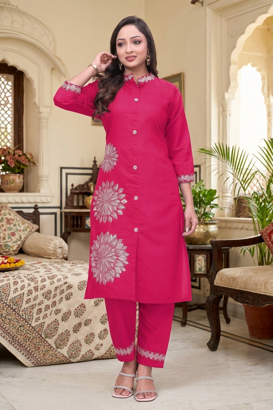 Rani Floral Embroidery Work Cord Set for Women 1057