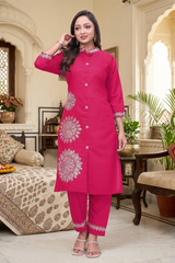 Rani Floral Embroidery Work Cord Set for Women 1057