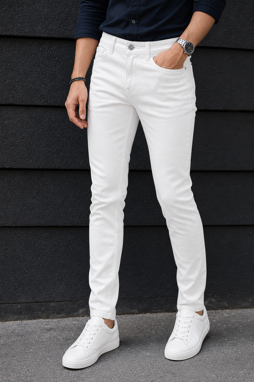 Men Pure White Narrow Fit Denim Jeans