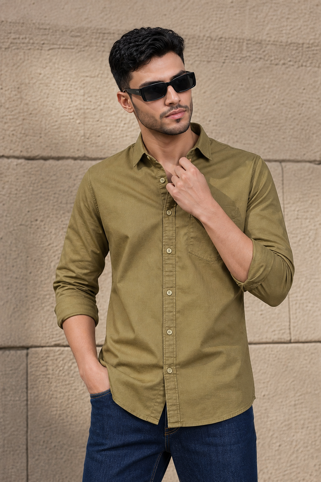 Men Premium Green Solid Casual Shirt for Everyday Wear OXF
