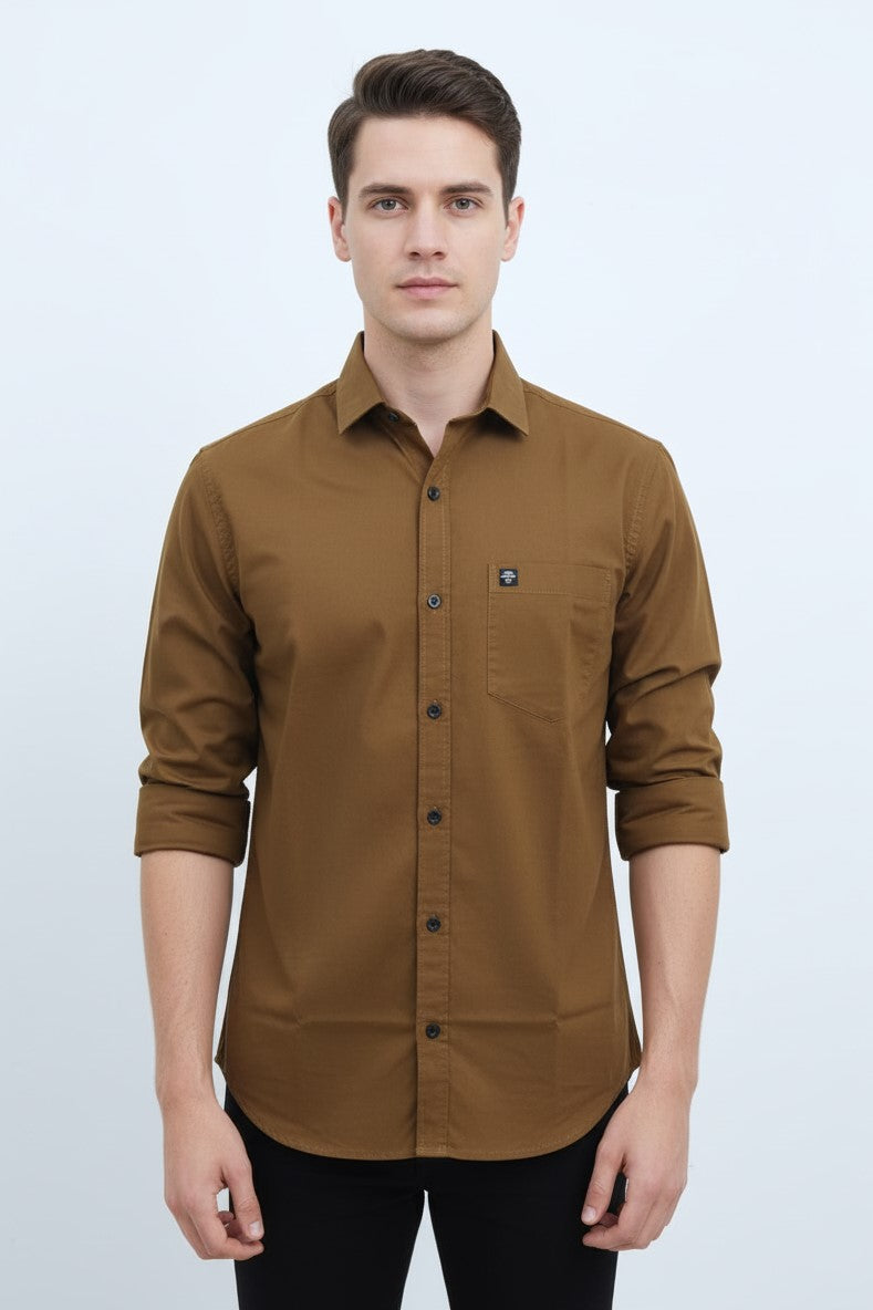 Solid Color Casual Shirts for Men | BROWN 251211180