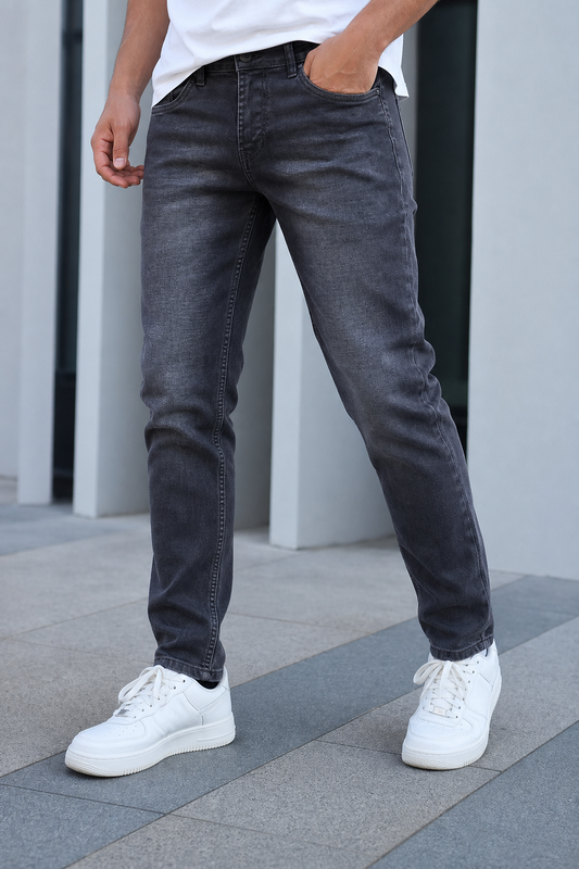 Washed Black Narrow Fit Jeans for Men - Premium Quality
