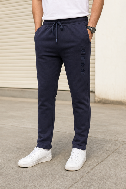 Premium Men Navy Blue Track Pant with Side Zip Pocket QZ-77