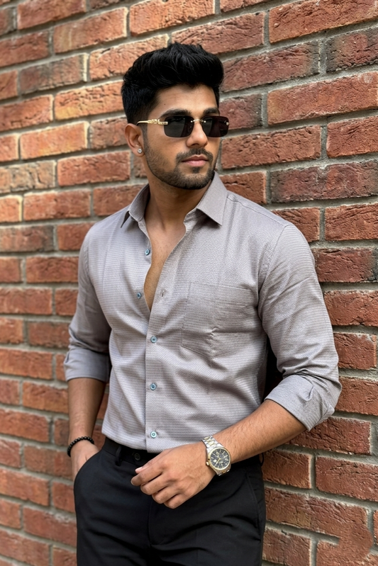 Atlance Classic Dark Grey Solid Formal Shirt - Slim Fit-FRM