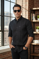 Premium Black Tonal-Striped Shirt for Men 251169354