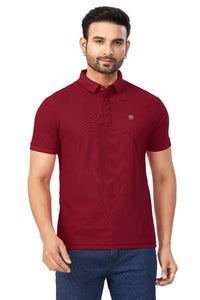 Maroon Plain Collar T-Shirt | Half Sleeve Sinker Fabric | Casual & Sports Wear 1501