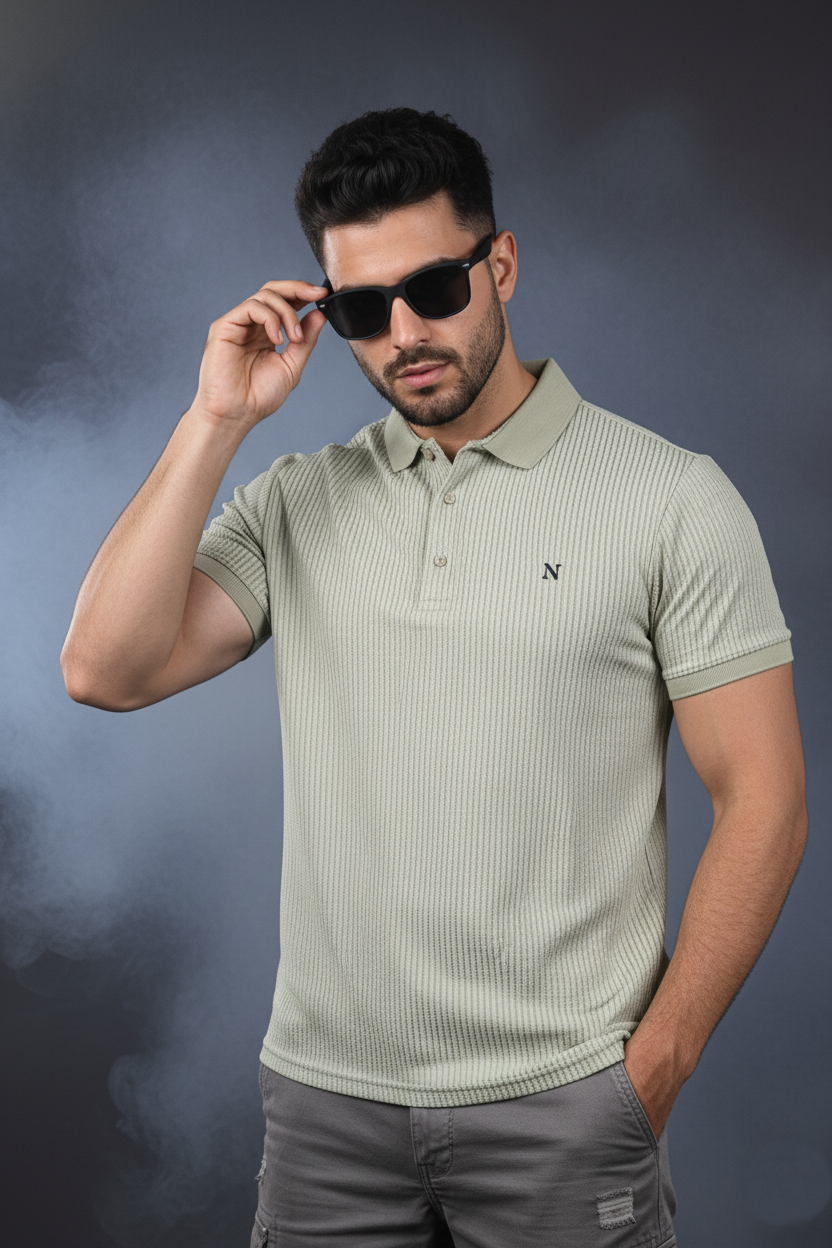 Men Lemon Striped Polo T-Shirt | Modern Casual Style 261023952