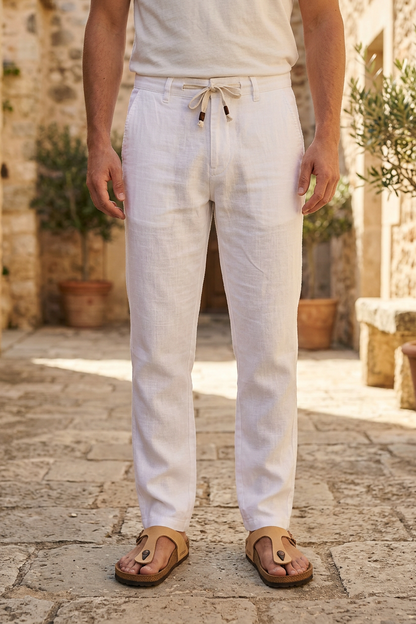 Men Slim Fit White Linen Pant - Lightweight & Stylish 2020