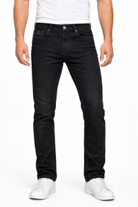 Atlance Mid-Wash Comfort Fit Jeans for Men | Black Denim Plain AT1022