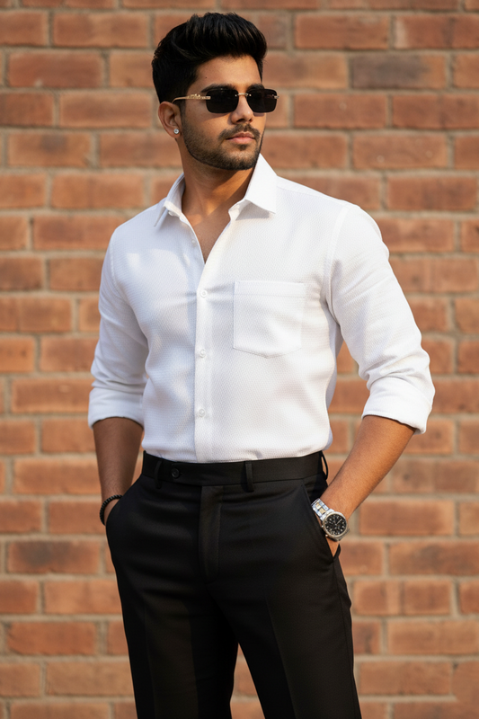 Atlance Classic White Solid Formal Shirt - Slim Fit-FRM