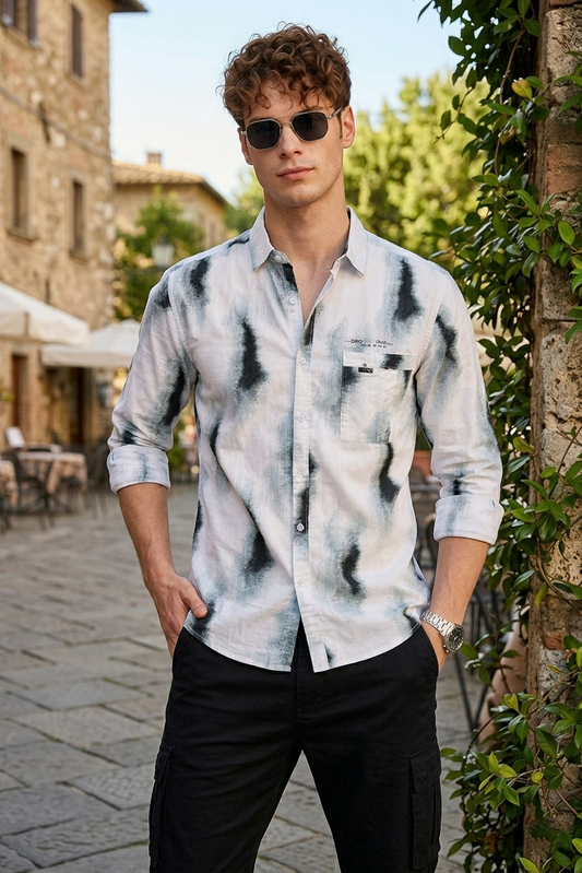 Dark Pista Tie-Dye Print Shirt for Men | Trendy Zero