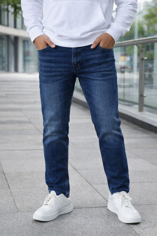 Atlance Men Dark Blue Dark Wash Narrow Fit Stretchable Premium Denim Jeans