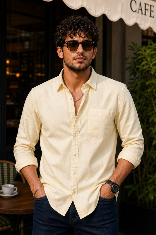 Men Premium Lemon Solid Casual Shirt for Everyday Wear OXF