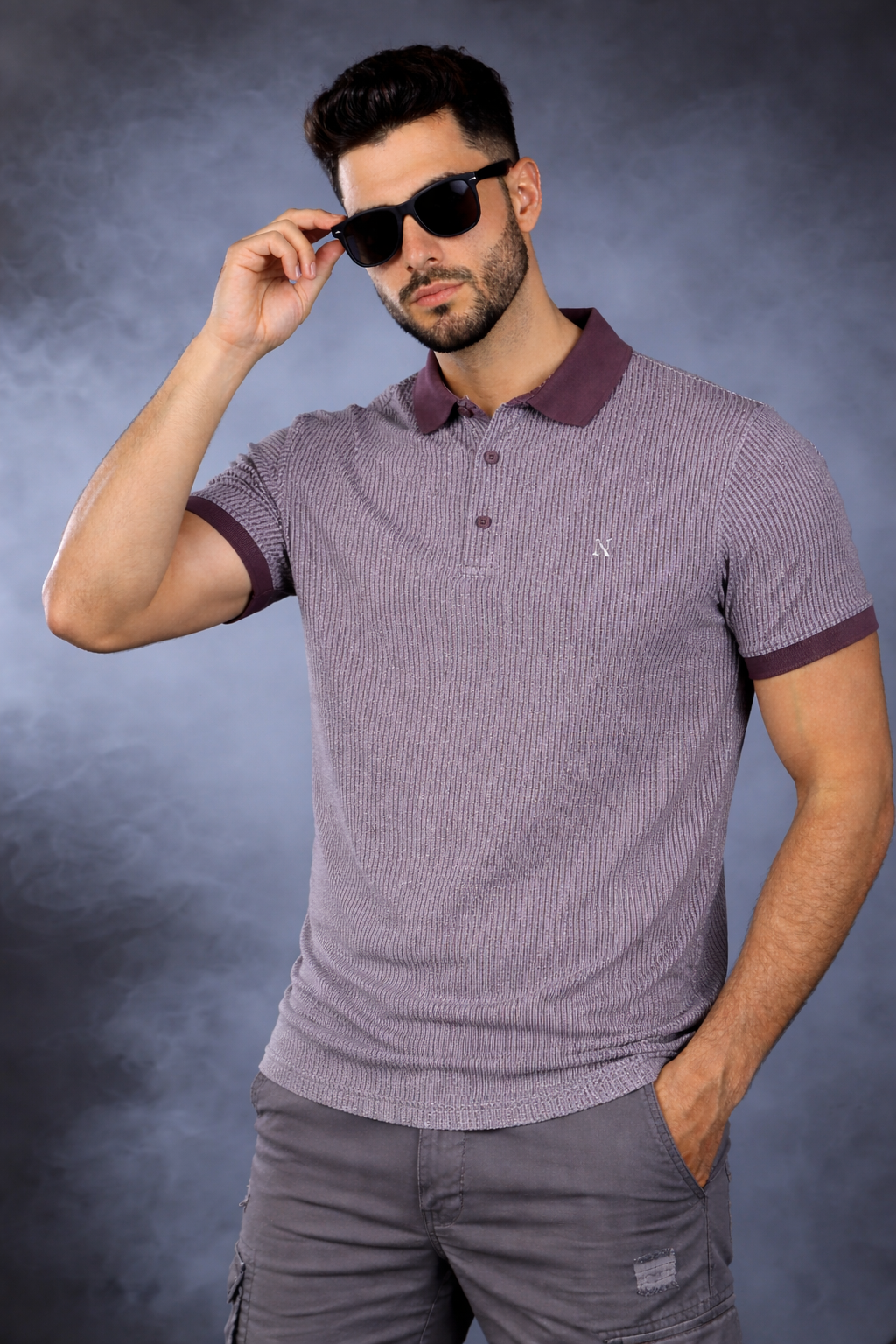 Men Dark Onion Striped Polo T-Shirt | Modern Casual Style 261023952