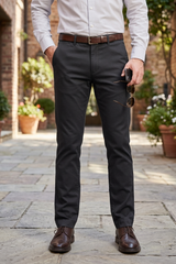 Mens Structure Black Textured Slim-Fit Casual Pants 5124