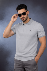 Men Light Grey Striped Polo T-Shirt | Modern Casual Style 261023952