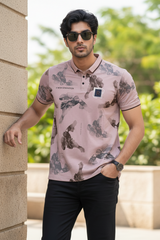 Men Designer Onion Polo T-Shirt with Abstract Print – Casual Style