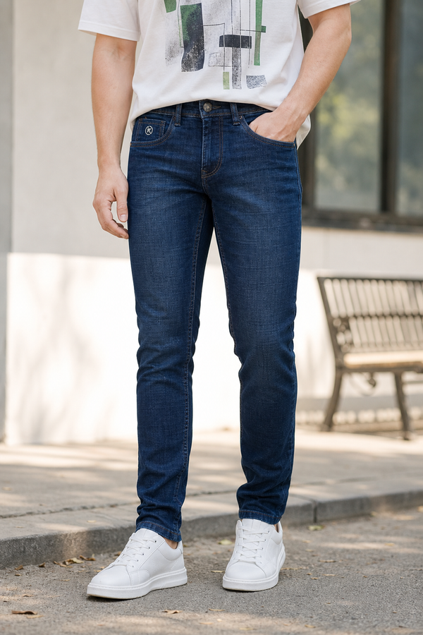 Men DNM Dark Blue Ankle Fit Jeans | KHIANKF08
