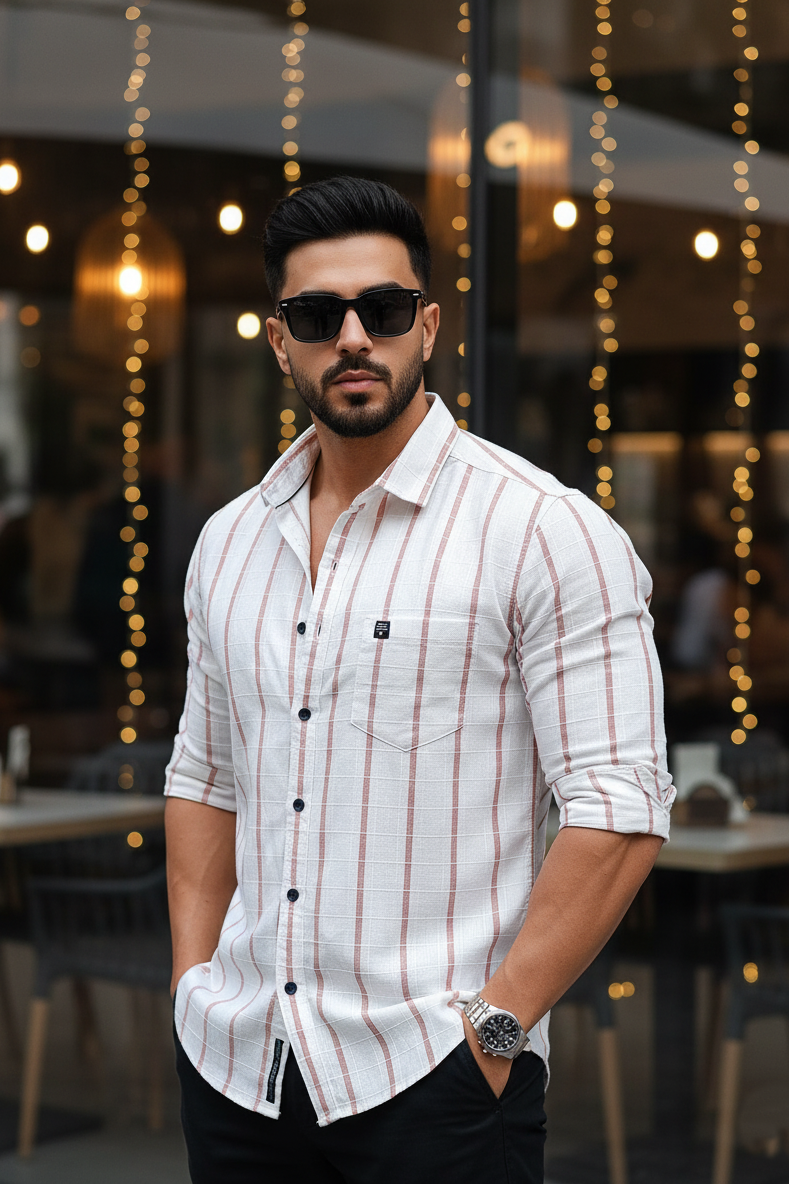 Men Rust Checks Shirt – Trendy and Comfortable Casual Wear 261049715