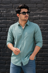 Men Premium Dark Pista Solid Casual Shirt for Everyday Wear OXF