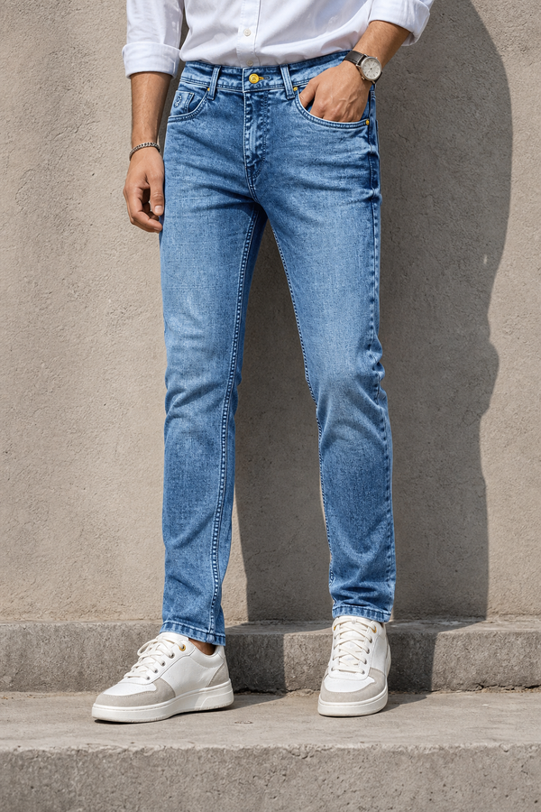 Men Blue Ankle Fit Jeans | Premium Denim JCK-96