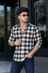 Men Premium Black Checkered Shirt – Casual Style OXFCH