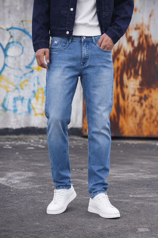 Men Sky Blue Narrow Fit Jeans | Classic 3999