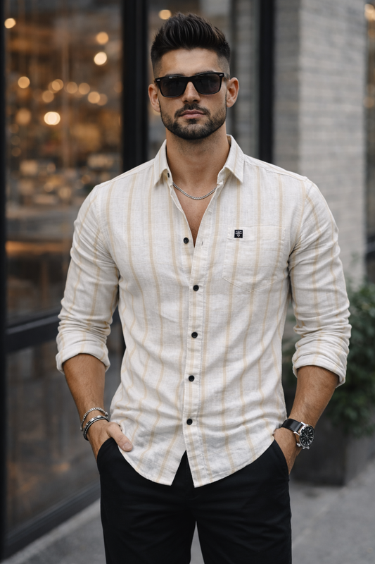 Men Cream Checks Shirt – Trendy and Comfortable Casual Wear 261049715