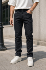 Premium Men Solid Black Casual Jeans Denim