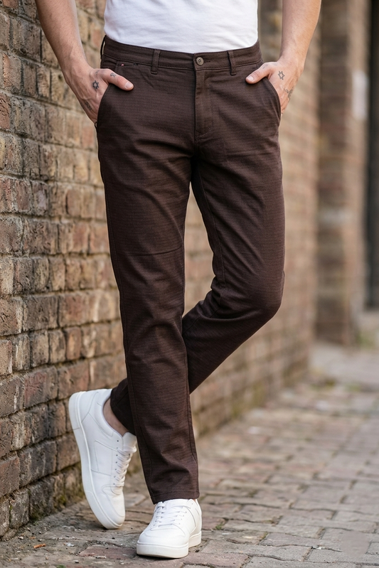 Men Premium Coffee Structured Chinos - Textured STAR