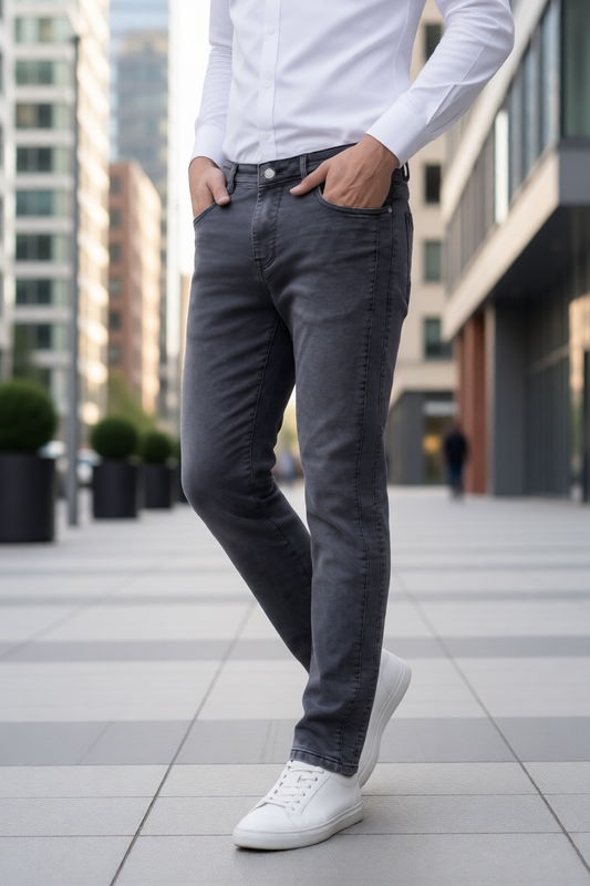 Men Dark Grey Narrow Fit Jeans | Sulphur Plain-18