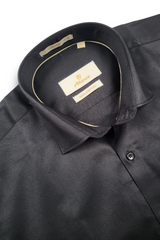 Atlance Elite Black Satin-Finish Luxury Formal Shirt-FRM
