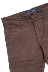 Men Brown Narrow Fit Structured Pants-TEM