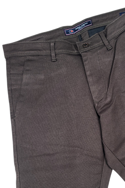 Men Coffee Narrow Fit Structured Pants-TEM9404