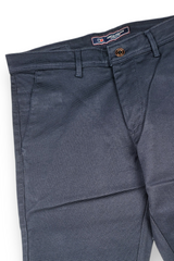 Men Navy Blue Narrow Fit Structured Pants-TEM