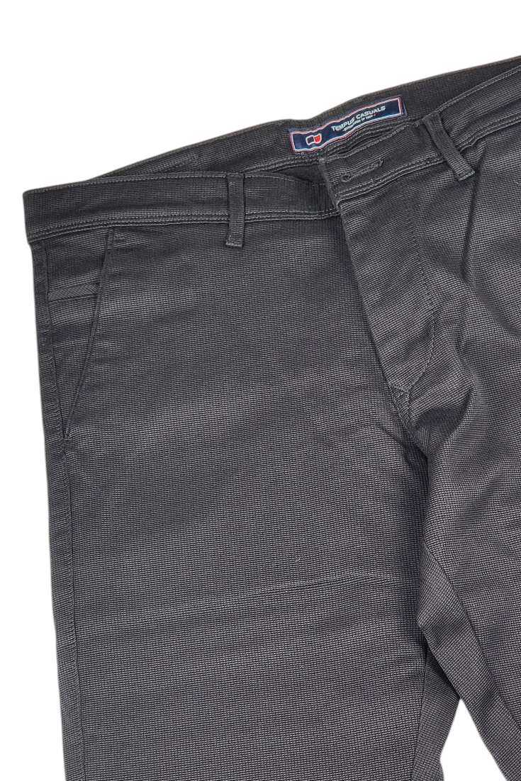 Men Black Narrow Fit Structured Pants-TEM9404