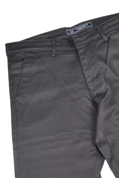 Men Black Narrow Fit Structured Pants-TEM9404