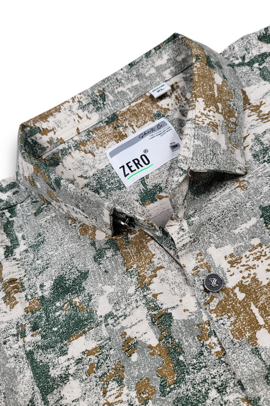 Men Green Abstract Print Casual Shirt | Long Sleeve Zero