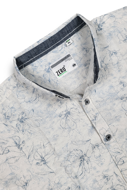 Men Sky Blue Floral Line Art Shirt | Trendy Casual Wear Zero