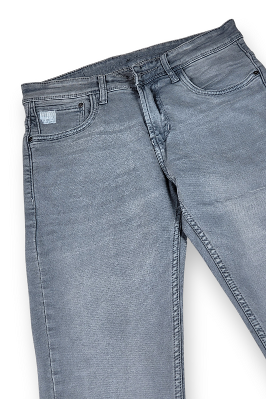 Men Light Grey Narrow Fit Jeans - Premium Denim Wash
