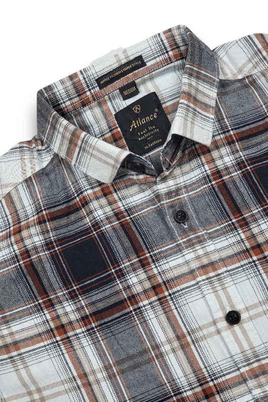 Brown Checks Cotton Shirt for Men - Stylish Multi-Color FABCK