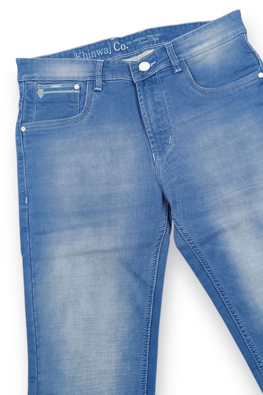 Narrow Fit Sky Blue Jeans Men | Casual Light Wash