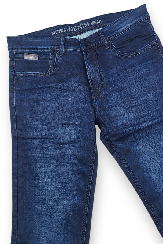 Men Dark Blue Ankle Fit Jeans | Premium Stretch Denim Pant
