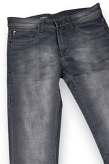 Men Grey Washed Denim Jeans Stretchable Ankle Fit Casual Wear